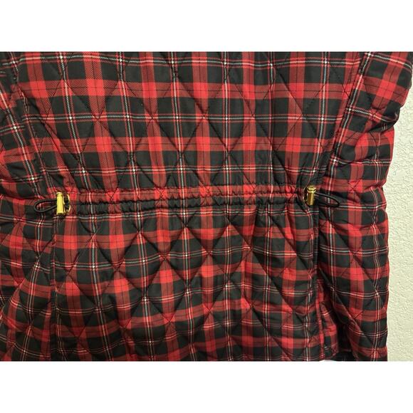 Croft & Barrow Buffalo Plaid Red Black Quilted Zip Up Pockets Adjustable Vest M - Picture 3 of 9